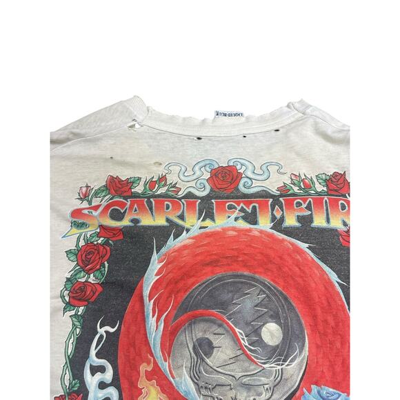 Vtg 90s Grateful Dead Liquid Blue Scarlet Fire Tie Dye Long Sleeve T-Shirt As Is - Picture 5 of 8